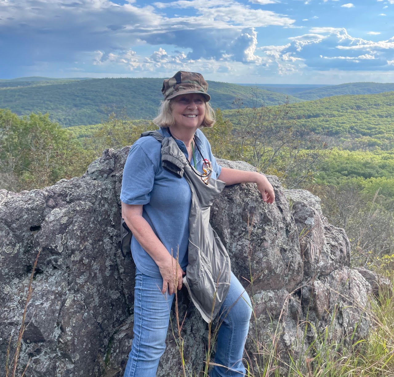 Margie Wiesner Hunter geocaching in the hills