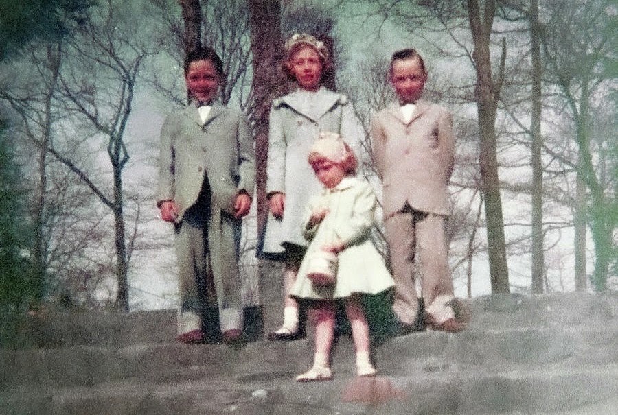 Bobby, Lainie, Margie, Pauly, Easter circa 1955
